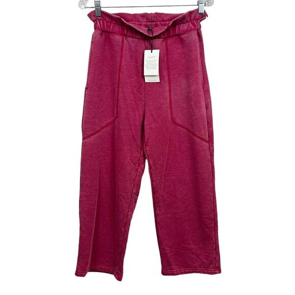 7 For All Mankind Womens Crop Jogger Sweatpants Ruffled Pockets Fuchsia Sz XS - Picture 2 of 6